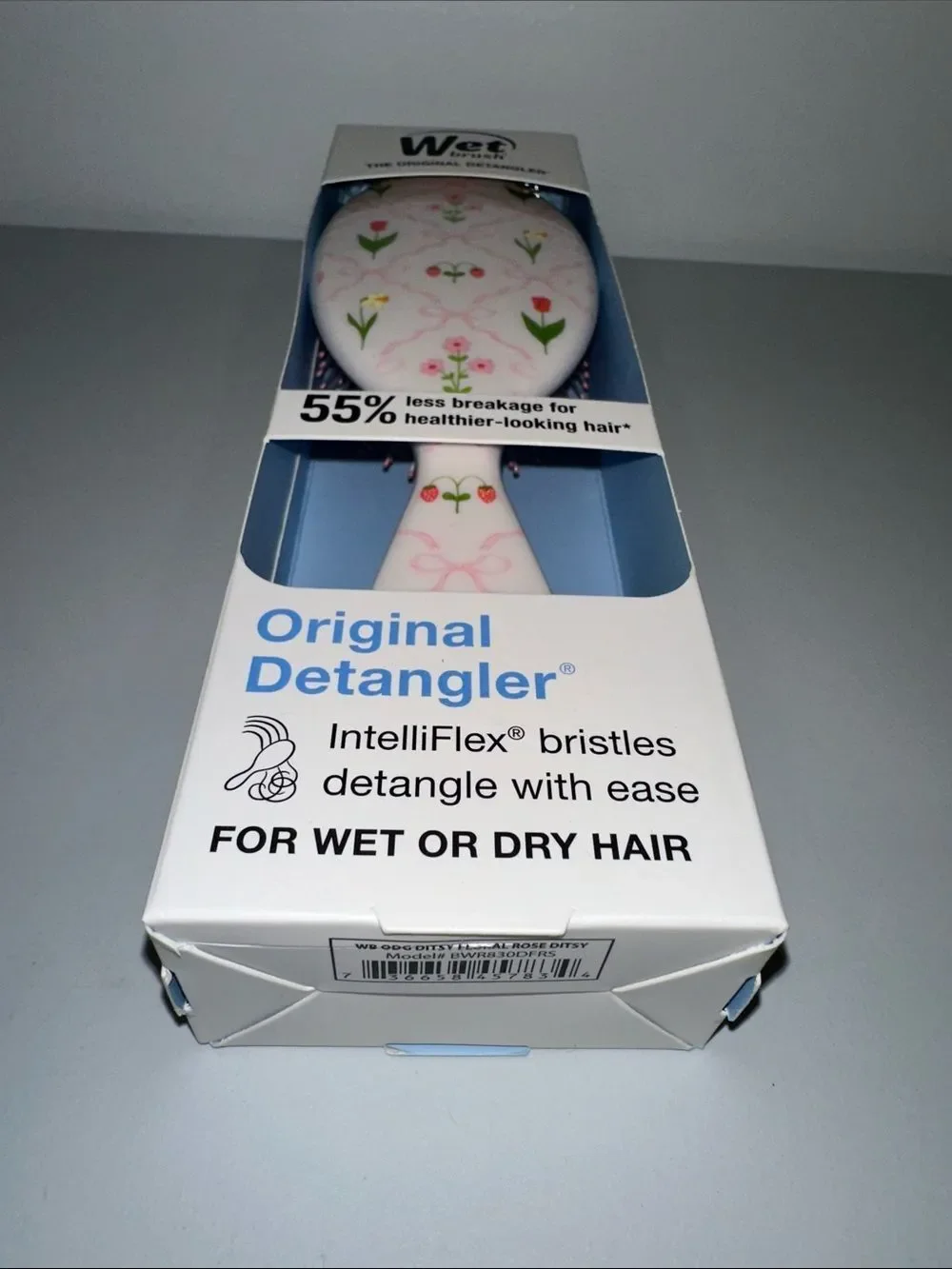 Wet Brush The Original Detangler Hair Brush White Pink Green Trellis Floral
